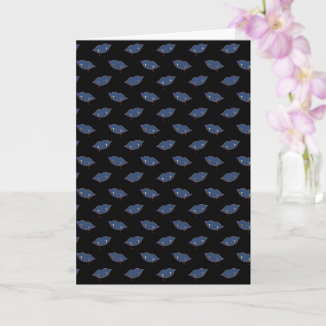 Blue Lips, Copper Style Vampire Teeth Pattern Card (Orchid)