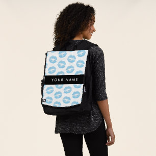 Blue Lips, Kiss, Lipstick, Your Name, Personalise Backpack