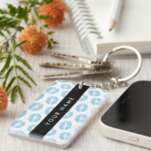 Blue Lips, Kiss, Lipstick, Your Name, Personalise Keychain