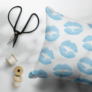 Blue Lips, Pattern Of Lips, Blue Lipstick, Kiss Accent Pillow