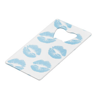 Blue Lips, Pattern Of Lips, Blue Lipstick, Kiss Credit Card Bottle Opener