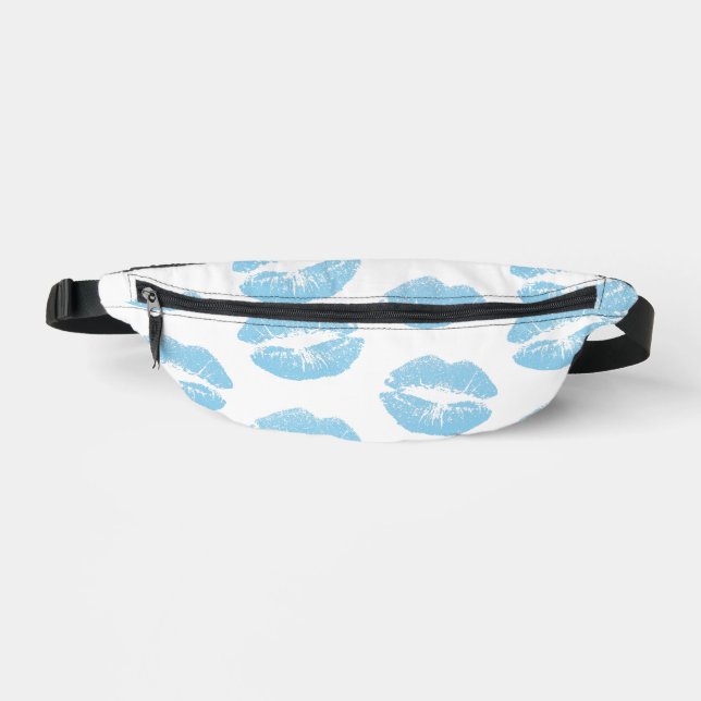 Blue Lips, Pattern Of Lips, Blue Lipstick, Kiss Fanny Pack (Front)