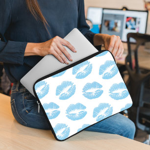 Blue Lips, Pattern Of Lips, Blue Lipstick, Kiss Laptop Sleeve
