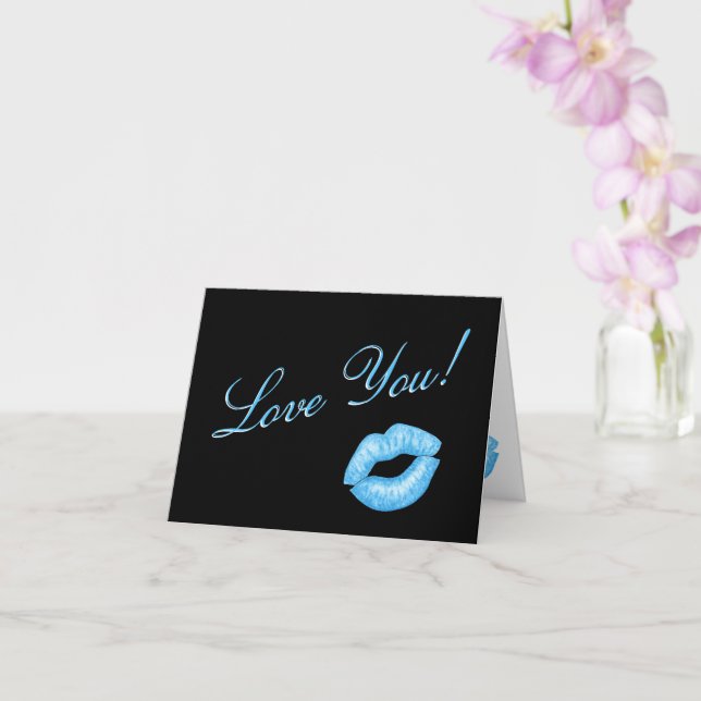Blue Lipstick Kiss Note Card (Orchid)