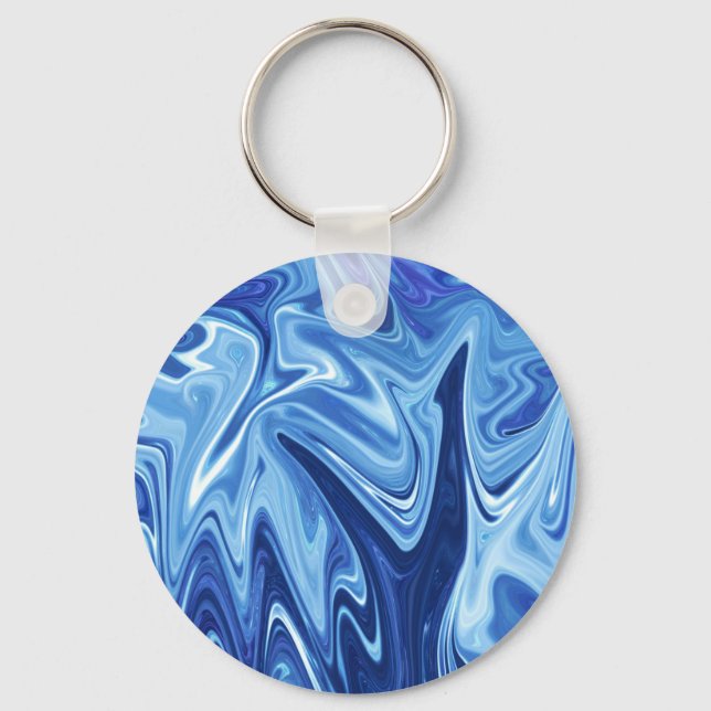 Blue liquid abstract pattern keychain (Front)