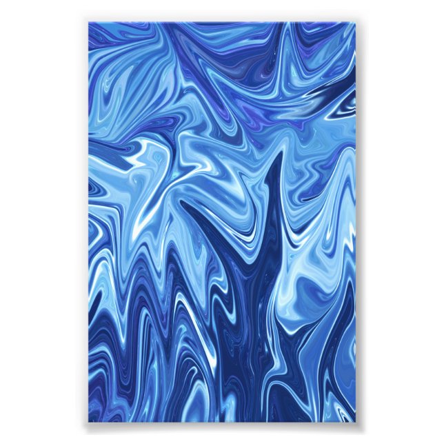 Blue liquid abstract pattern photo print (Front)