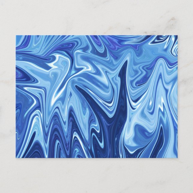 Blue liquid abstract pattern postcard (Front)