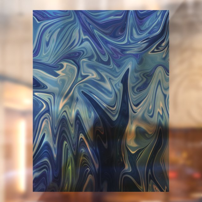 Blue liquid abstract pattern window cling (Sheet 2)