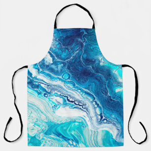 Blue liquid marble texture apron