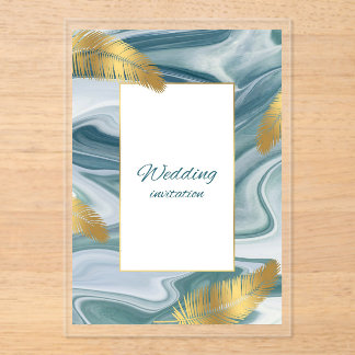 Blue Liquid Marble Wedding Invitation | Premium El