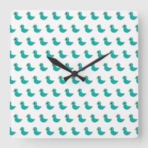 Blue little bird square wall clock