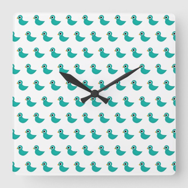 Blue little bird square wall clock (Front)