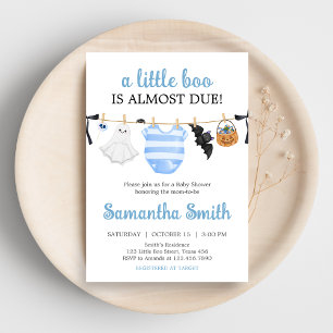 Blue Little Boo Baby Shower Invitation