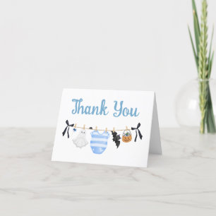 Blue Little Boo Baby Shower Thank You Card