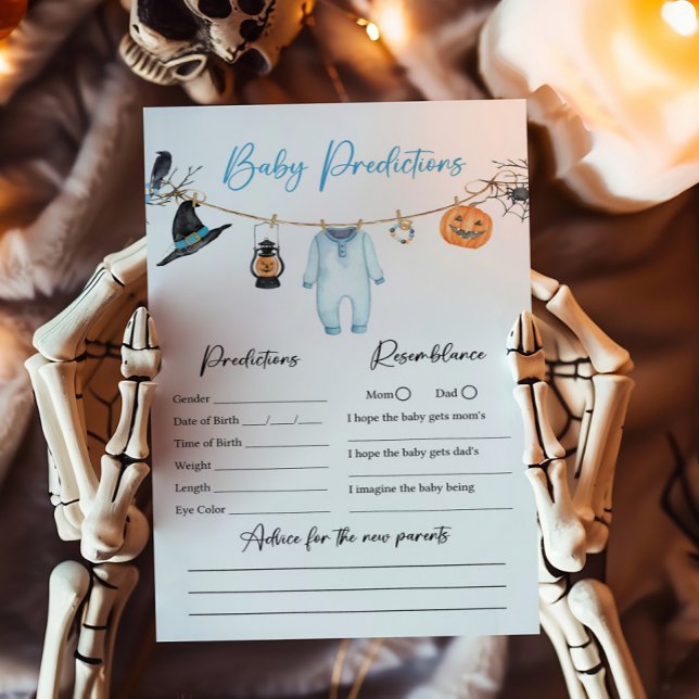 Blue Little Boo Halloween Baby Predictions Game (Halloween Baby Clothes Baby Shower Baby Predictions Game)
