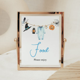 Blue Little Boo Halloween Baby Shower Food Poster