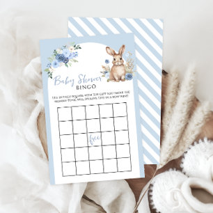 Blue Little Bunny Boho Baby Boy Shower Game Bingo