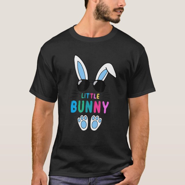 Blue Little Bunny Happy Easter Day Wearing Sunglas T-Shirt (Front)