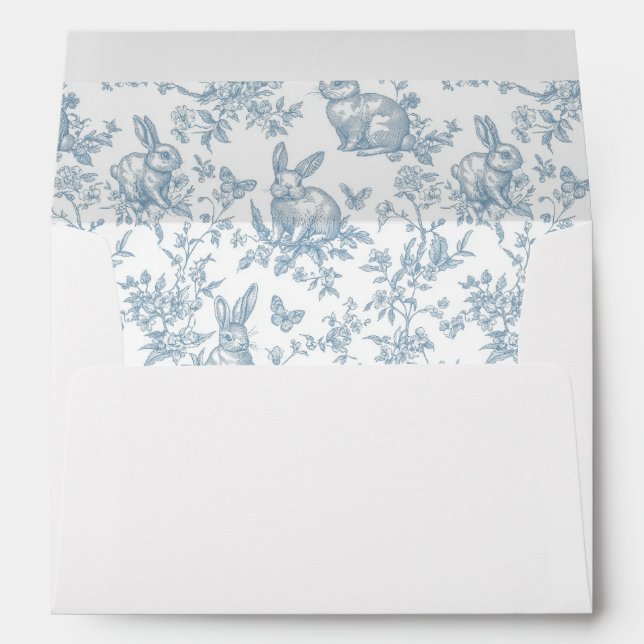 Blue Little Bunny Toile Baby Shower  Envelope (Back (Bottom))