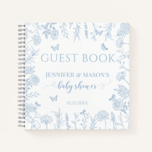 Blue little butterfly baby boy shower guest book