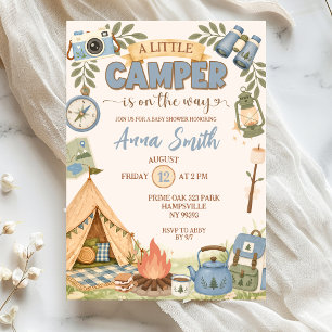 Blue Little Camper on The Way Baby Shower Invitation