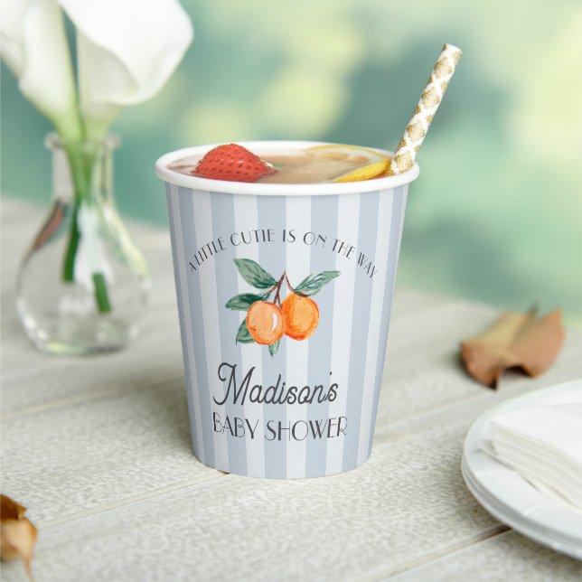 Blue Little Cutie Citrus Baby Shower Paper Cups (Insitu)