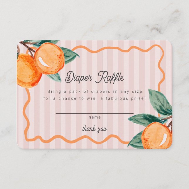 Blue Little Cutie Pastel Citrus Baby Diaper Raffle Enclosure Card (Front)