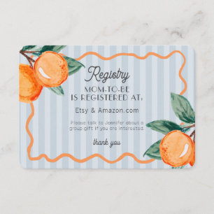 Blue Little Cutie Pastel Citrus Baby Registry Enclosure Card