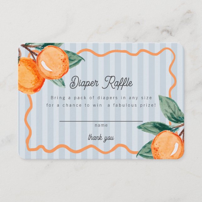 Blue Little Cutie Pastel Citrus Diaper Raffle Enclosure Card (Front)