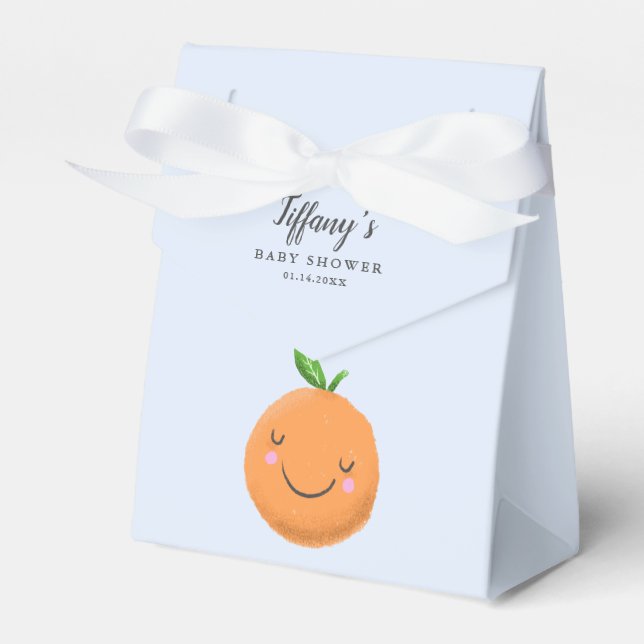 Blue Little Cutie Theme Baby Shower Favor Box (Front Side)