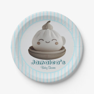 Blue Little Dumpling Baby Shower  Paper Plate