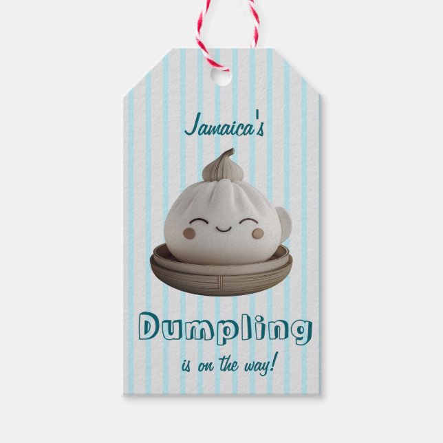 Blue Little Dumpling On the Way Gift Tag (Front)