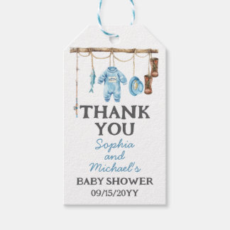 Blue Little Fisherman Baby Shower Gift Tags