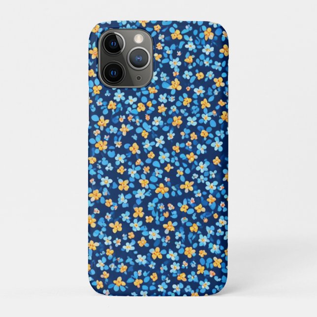Blue Little Flowers Pattern Case-Mate iPhone Case (Back)