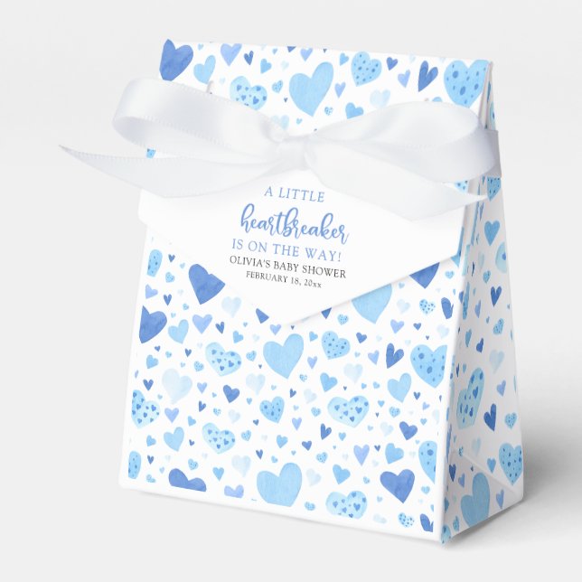 Blue Little Heartbreaker Valentine Baby Shower Favor Box (Front Side)