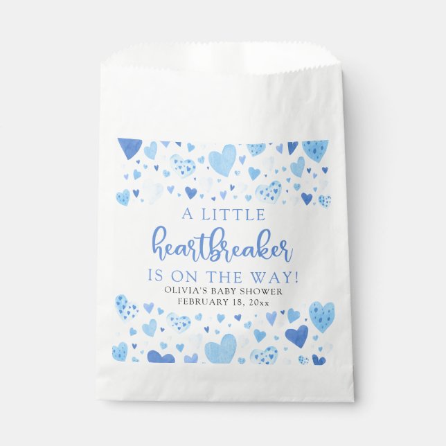 Blue Little Heartbreaker Valentine Baby Shower Favour Bag (Front)