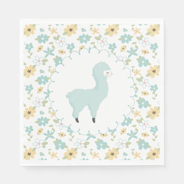 Blue Little Llama Napkins (Front)