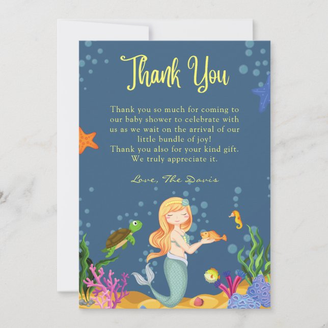 Blue Little Mermaid Merci Cartes (Devant)