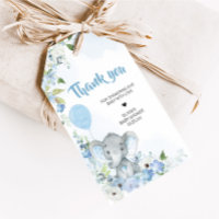 Blue Little Peanut Elephant Baby Shower Favour Tag