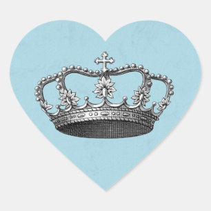 Blue Little Prince Crown Baby Shower Favours Heart Sticker