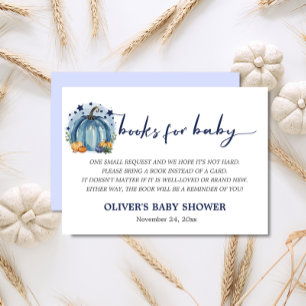 Blue Little Pumpkin Baby Boy Shower Book Request Enclosure Card