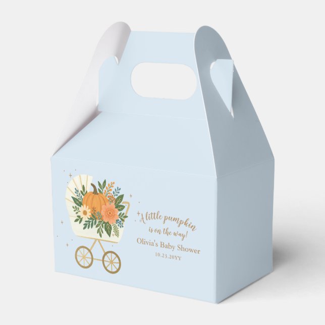 Blue Little Pumpkin Baby Shower Favor Box (Front Side)