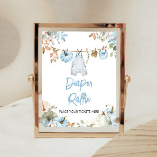 Blue Little Pumpkin Fall Autumn Diaper Raffle Sign