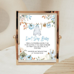 Blue Little Pumpkin Fall Autumn Dont Say Baby Sign