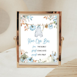 Blue Little Pumpkin Fall Autumn Mom Osa Bar Sign