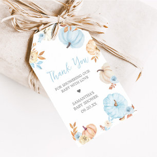 Blue Little Pumpkin Fall Baby Shower Favour Tags