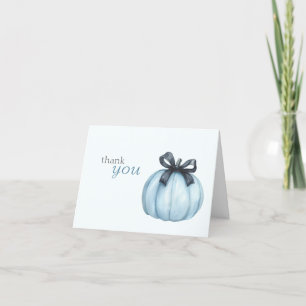 Blue Little Pumpkin Polka Dots Baby Shower Thank You Card