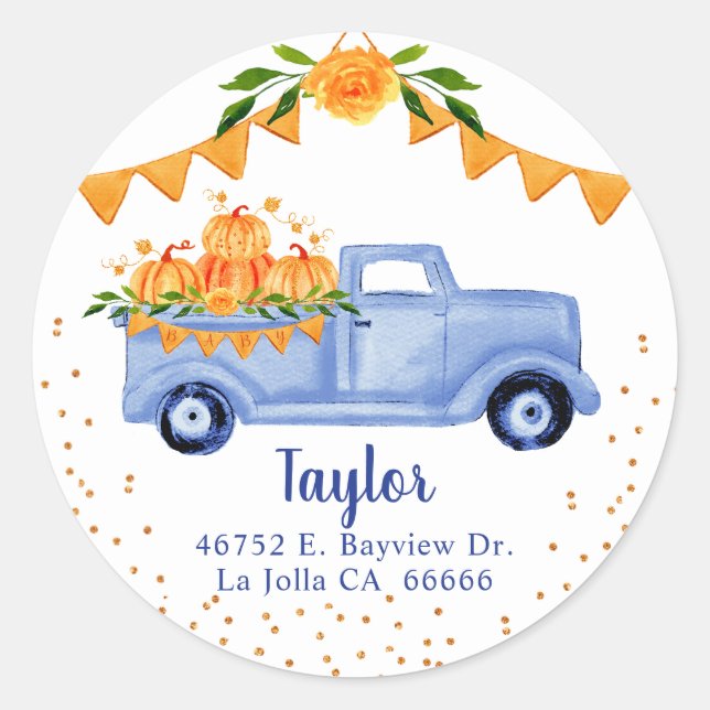 Blue Little Pumpkin Return Address Labels (Front)