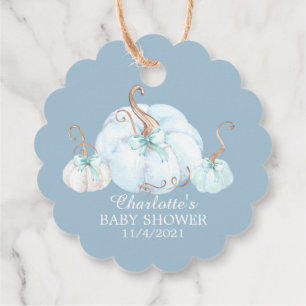 Blue Little Pumpkin Thank You Baby Shower Favour Tags