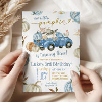 Blue Little Pumpkin Truck Farm Birthday Boy